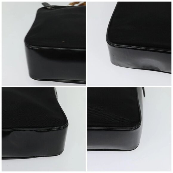 GUCCI Bamboo Hand Bag Nylon 2way Black Silver 000 2040 0538 Auth SW805 - Picture 14 of 16